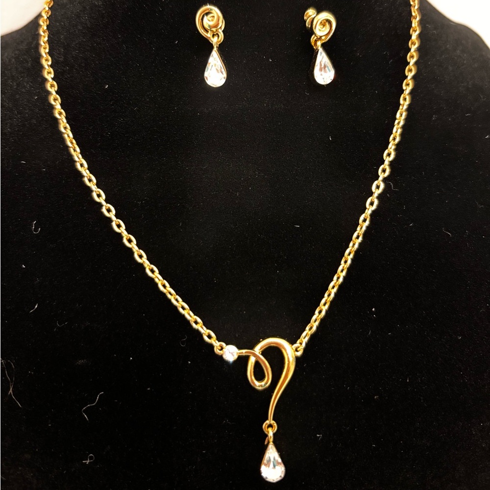D'Orlan 22kt Gold Plated Necklace & Earrings Set NWT